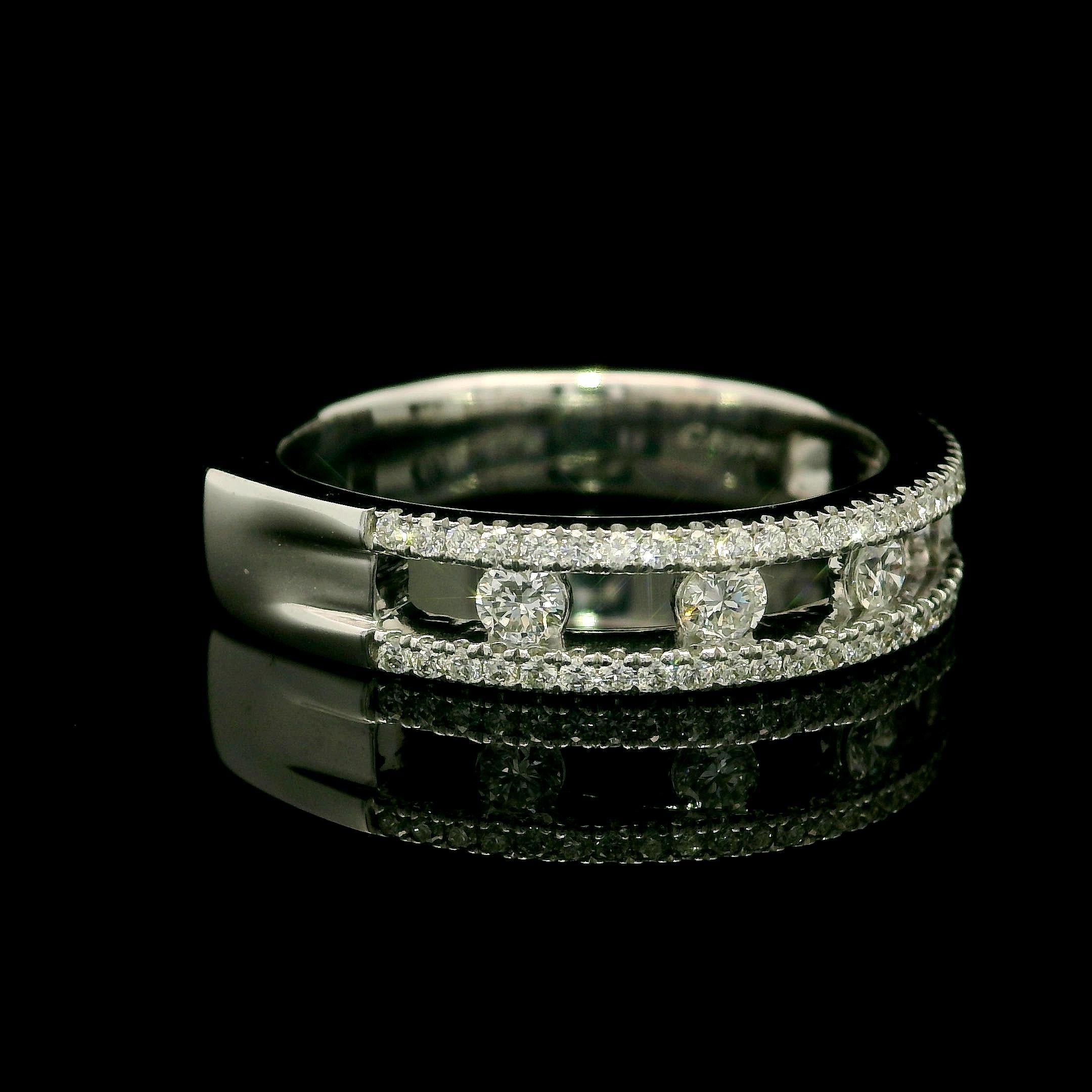 Charles Krypell 18k White Gold 0.59ctw Diamond 5mm Air Floating Center Band Ring For Sale 9