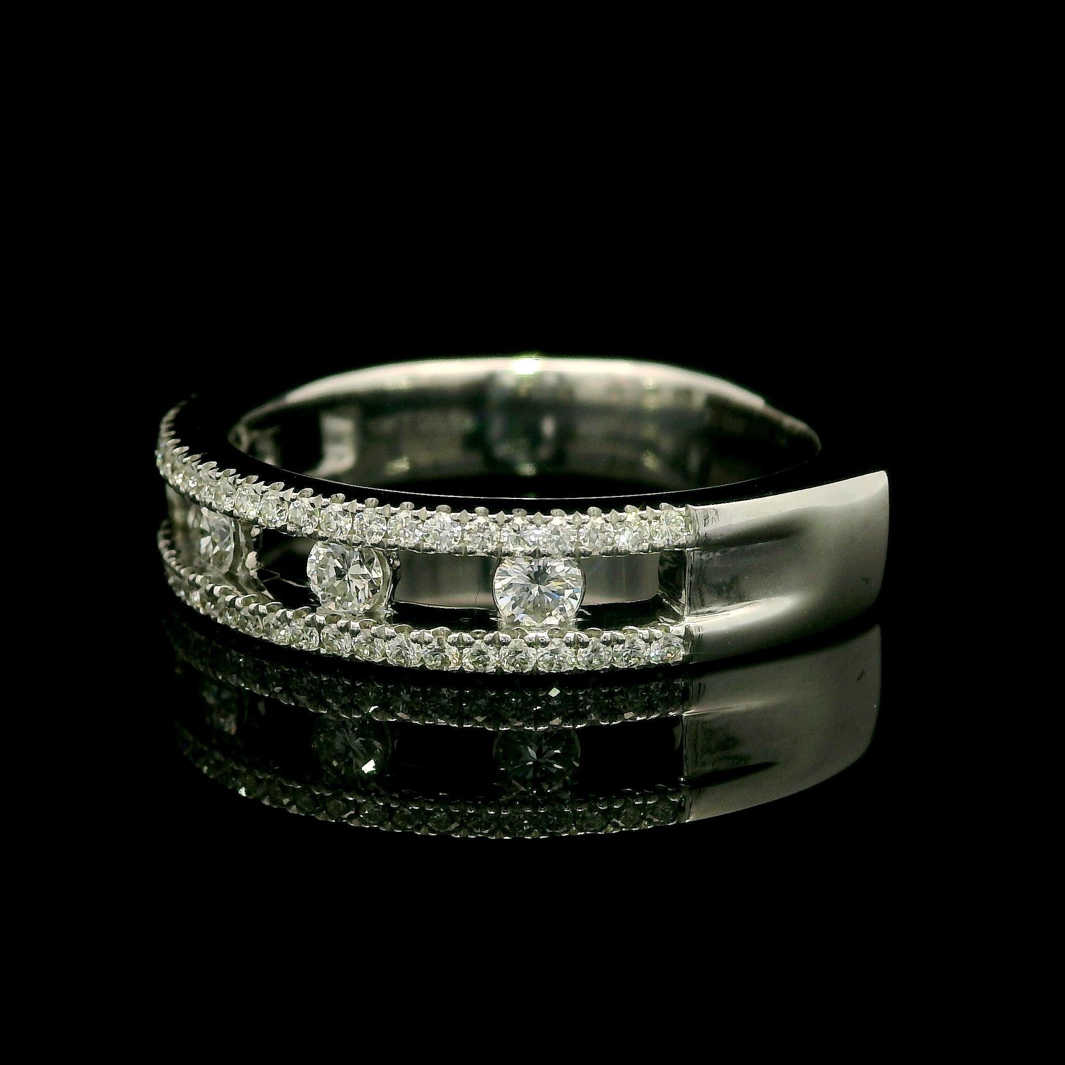 Charles Krypell 18k White Gold 0.59ctw Diamond 5mm Air Floating Center Band Ring For Sale 10