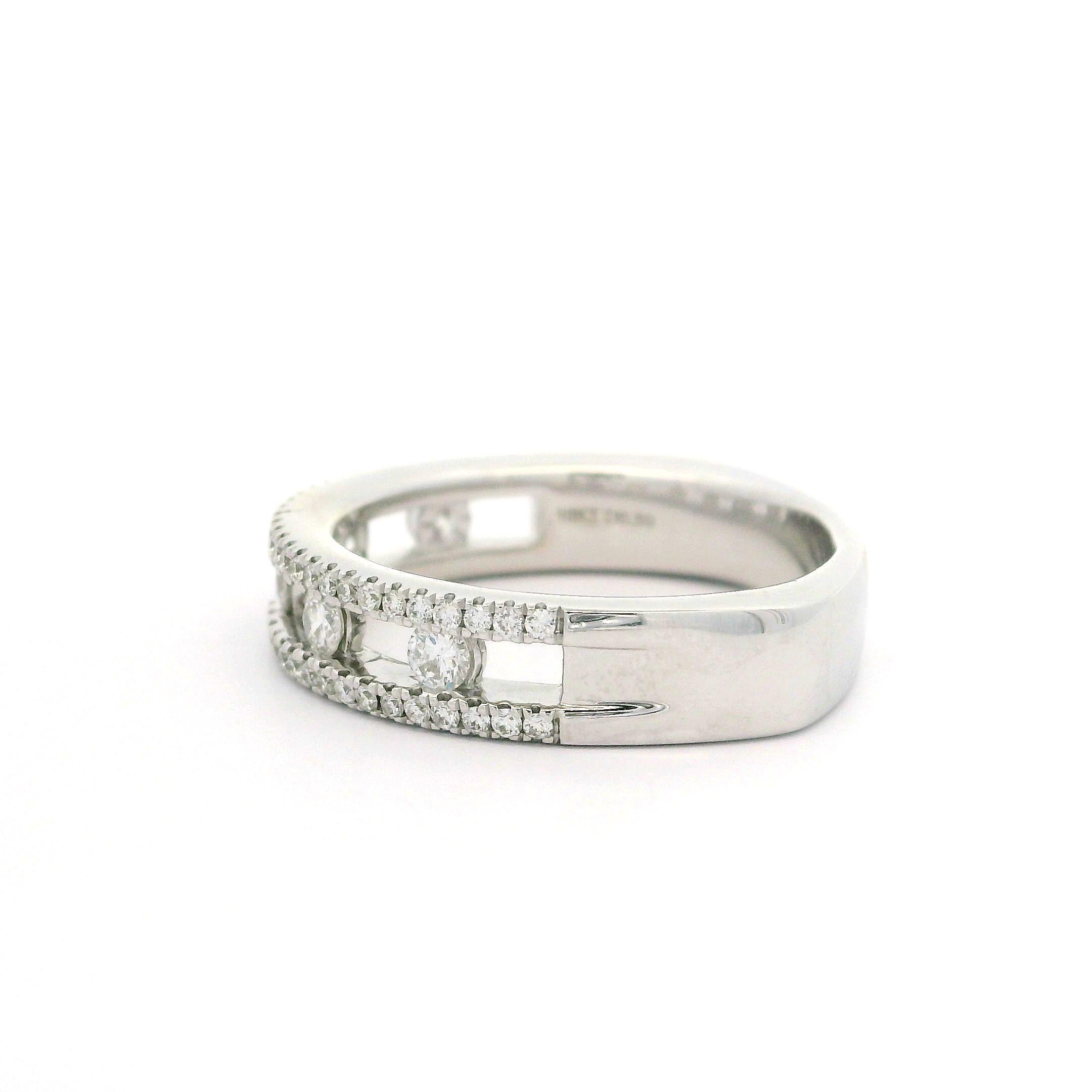 Women's Charles Krypell 18k White Gold 0.59ctw Diamond 5mm Air Floating Center Band Ring For Sale
