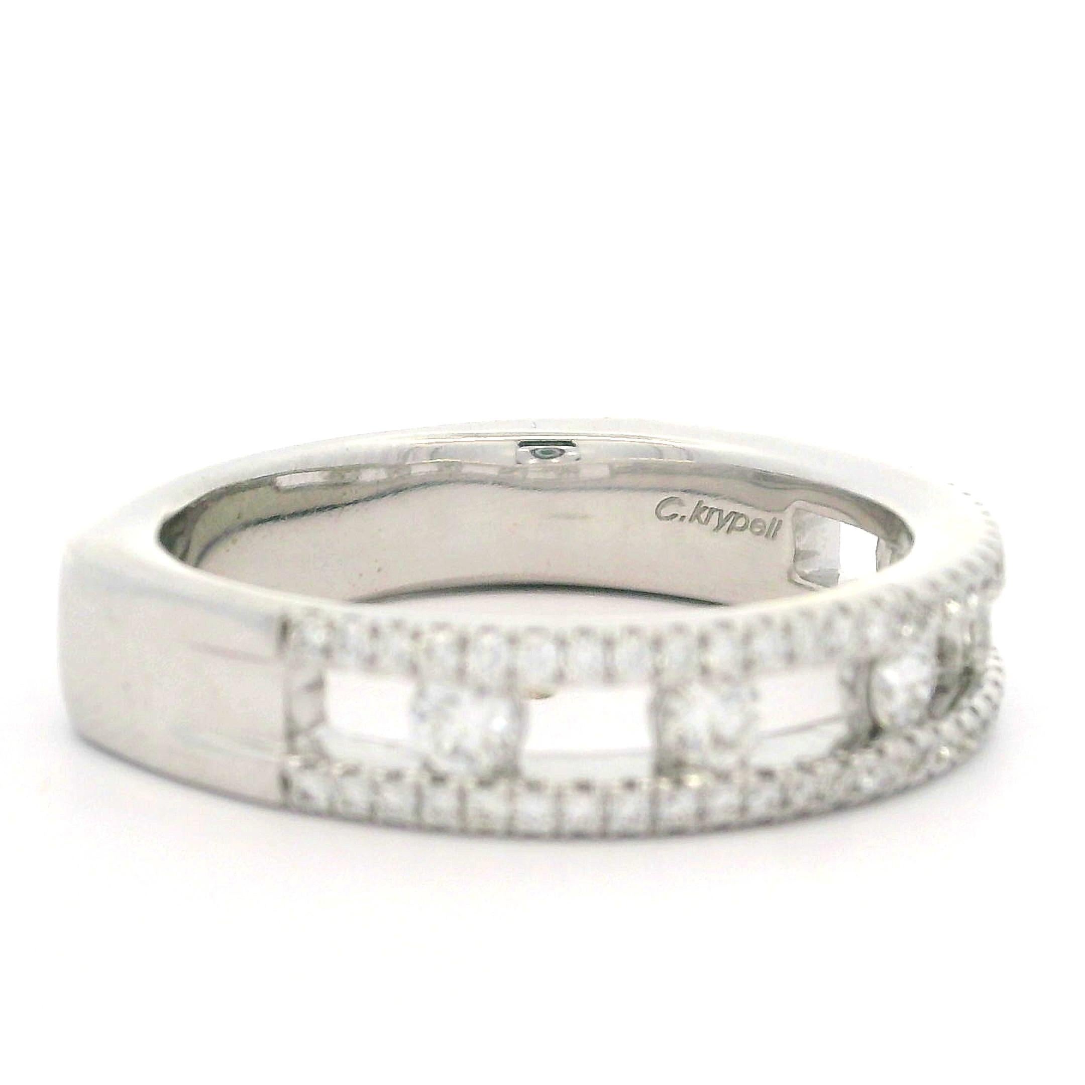 Charles Krypell 18k White Gold 0.59ctw Diamond 5mm Air Floating Center Band Ring For Sale 2
