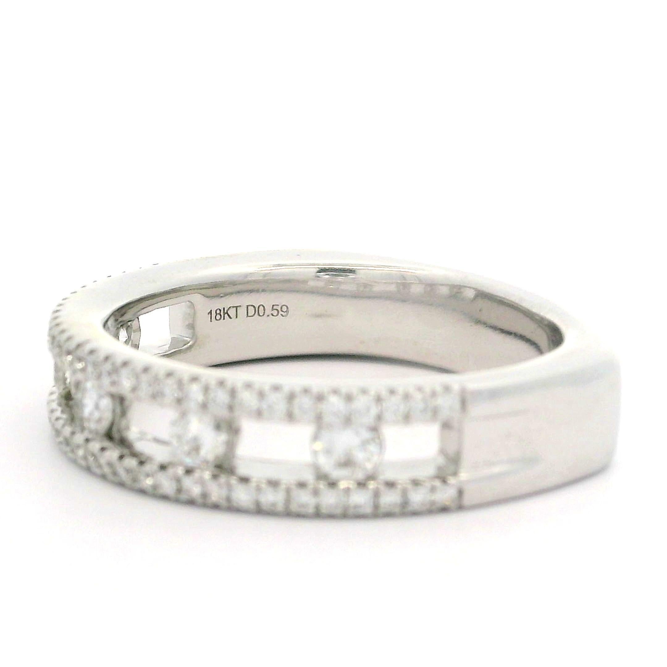 Charles Krypell 18k White Gold 0.59ctw Diamond 5mm Air Floating Center Band Ring For Sale 3