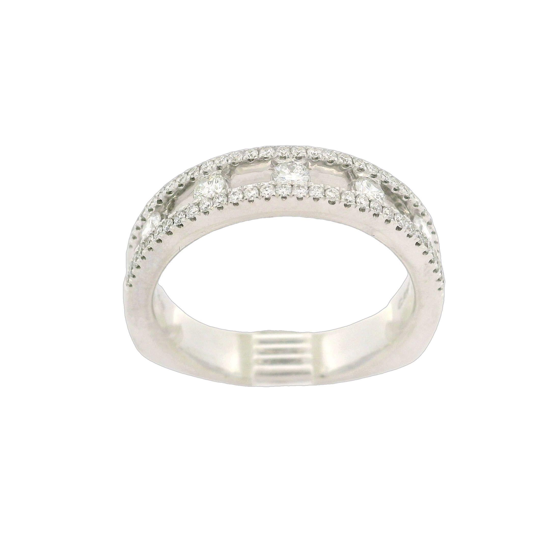 Charles Krypell 18k White Gold 0.59ctw Diamond 5mm Air Floating Center Band Ring For Sale 4