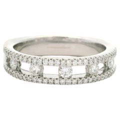 Charles Krypell 18k Weißgold 0,59ctw Diamant 5mm Air Floating Center Band Ring