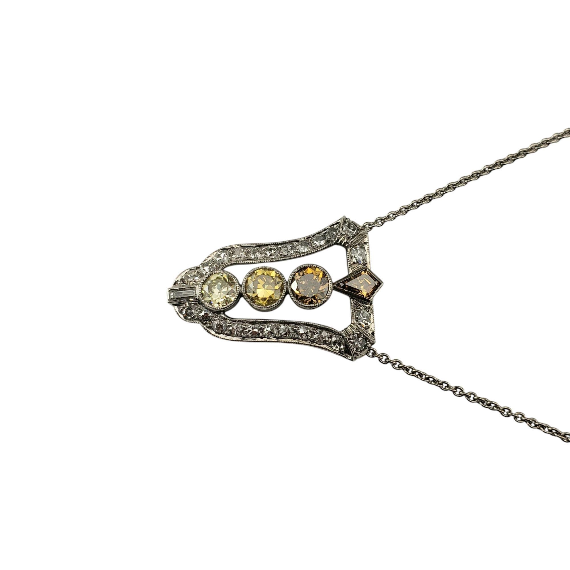 Contemporary Charles Krypell 18K White Gold Diamond Pendant Necklace #21215 For Sale