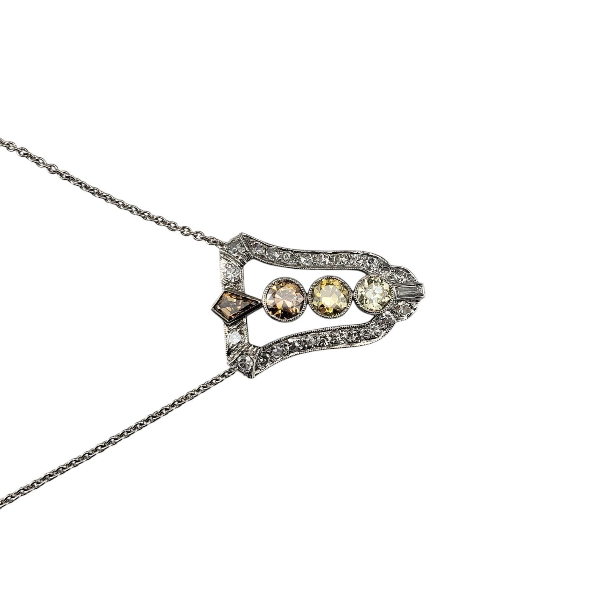 Round Cut Charles Krypell 18K White Gold Diamond Pendant Necklace #21215 For Sale