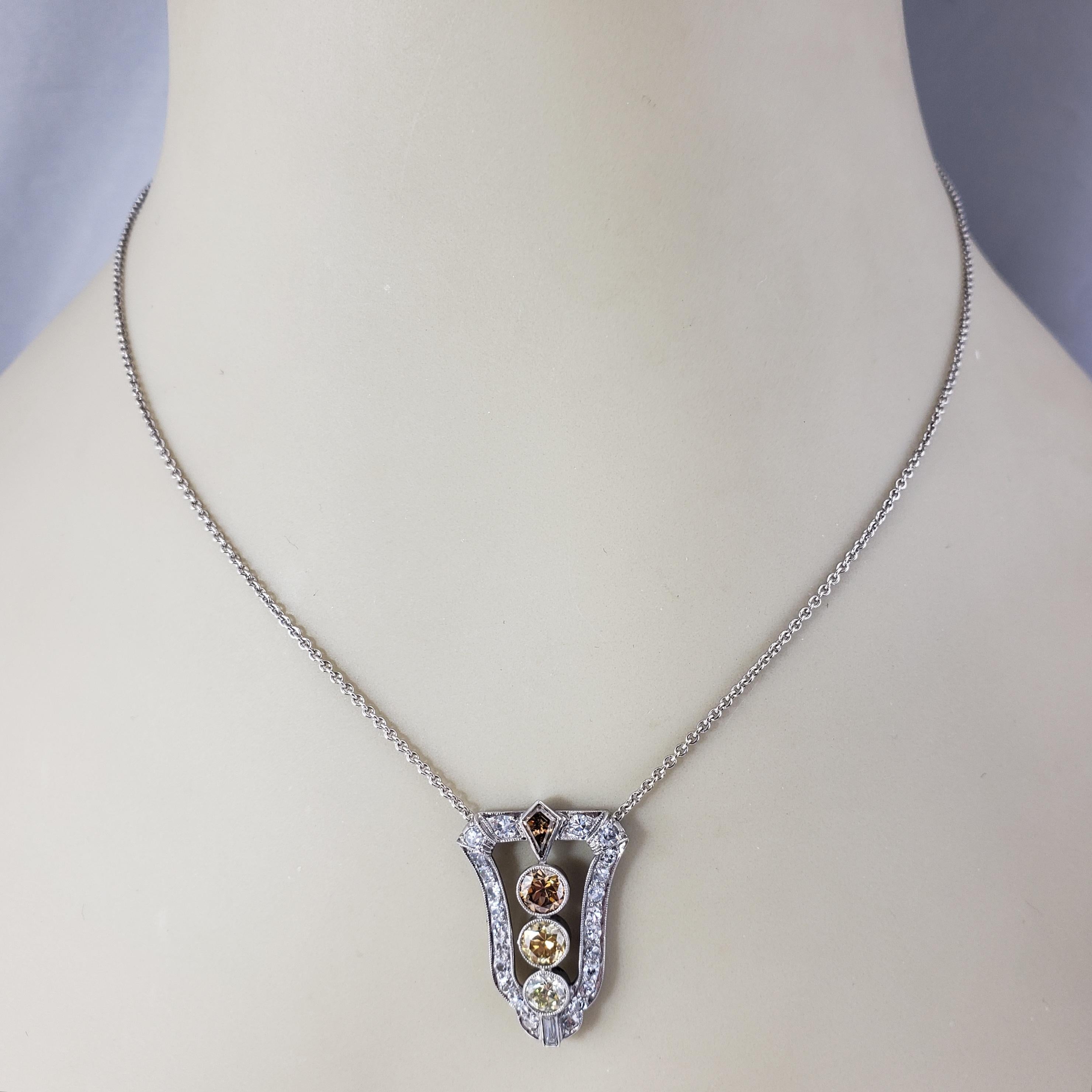 Charles Krypell 18K White Gold Diamond Pendant Necklace #21215 For Sale 1