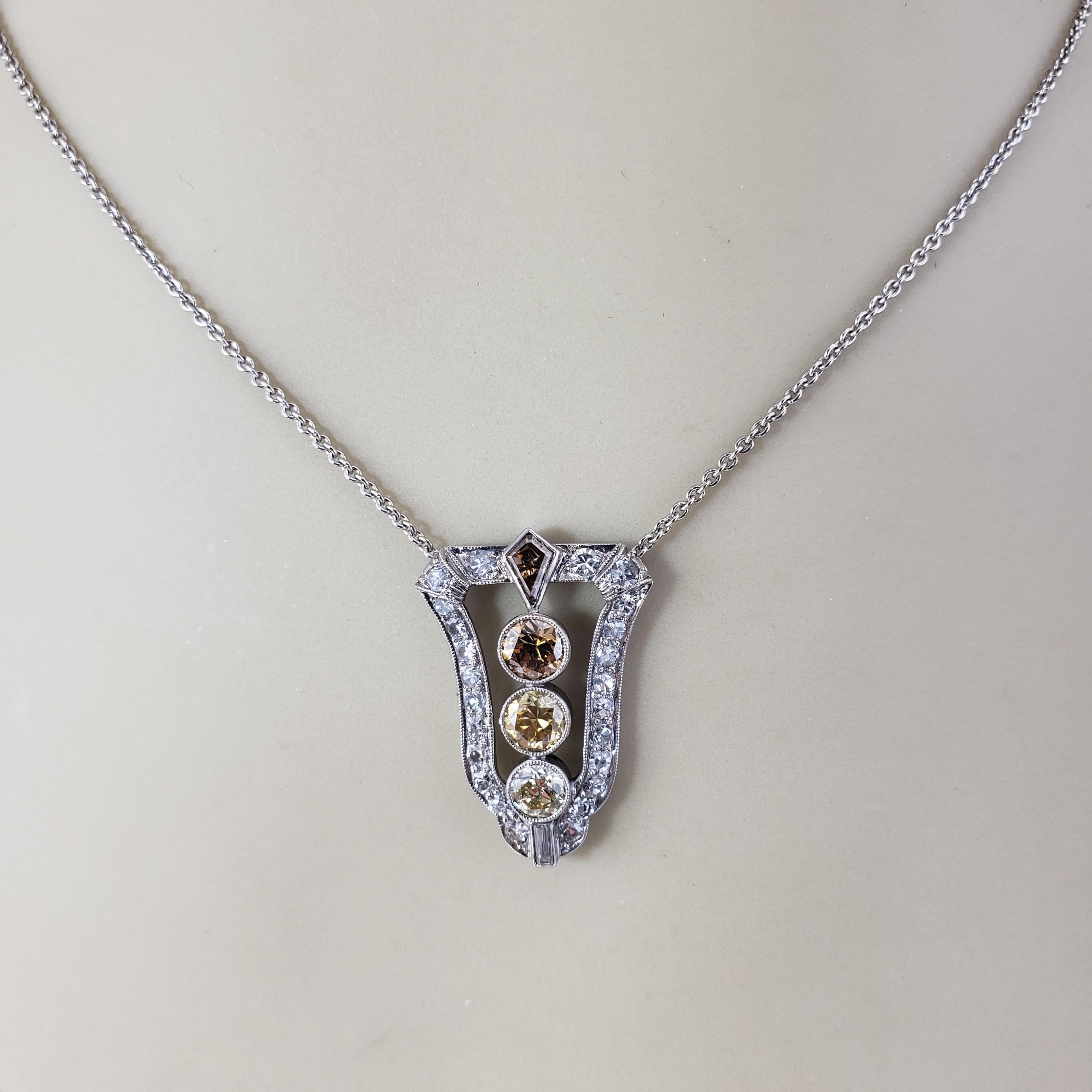 Charles Krypell 18K White Gold Diamond Pendant Necklace #21215 For Sale 2