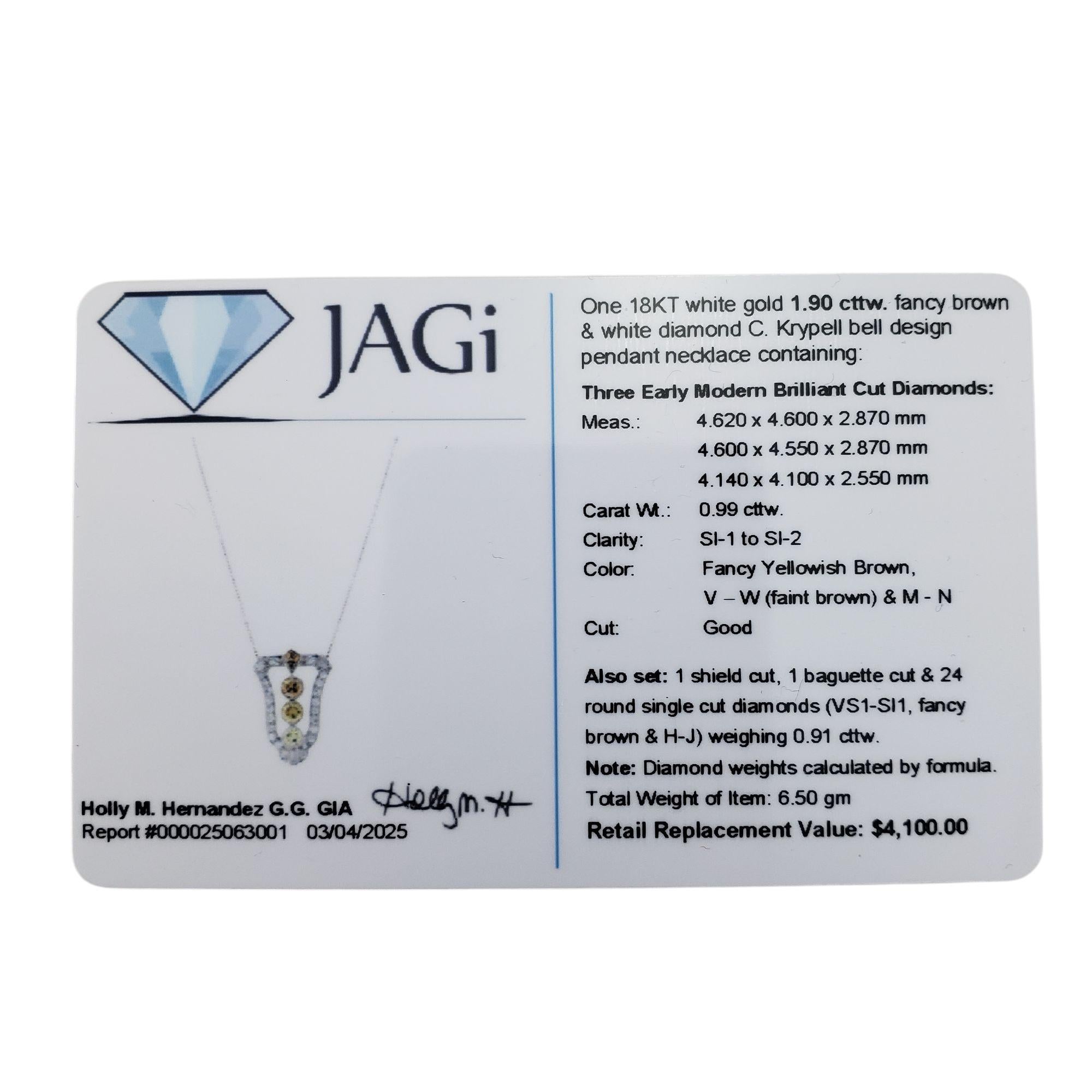 Charles Krypell 18K White Gold Diamond Pendant Necklace #21215 For Sale 3