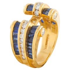 Charles Krypell 18K Yellow Gold 0.44ct Diamond and Sapphire Ring CK38-050126