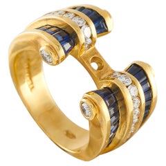 Charles Krypell 18K Yellow Gold 0.44ct Diamond and Sapphire Ring CK38-050126