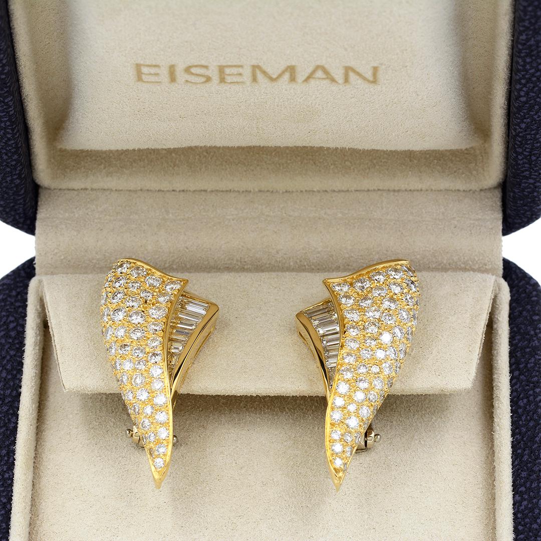 Charles Krypell 18k Yellow Gold Diamond Clip Earrings 2