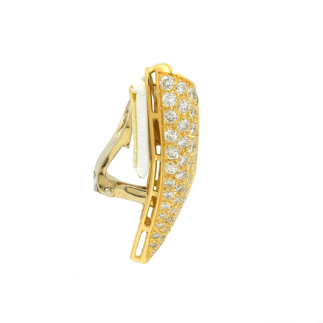 Baguette Cut Charles Krypell 18k Yellow Gold Diamond Clip Earrings