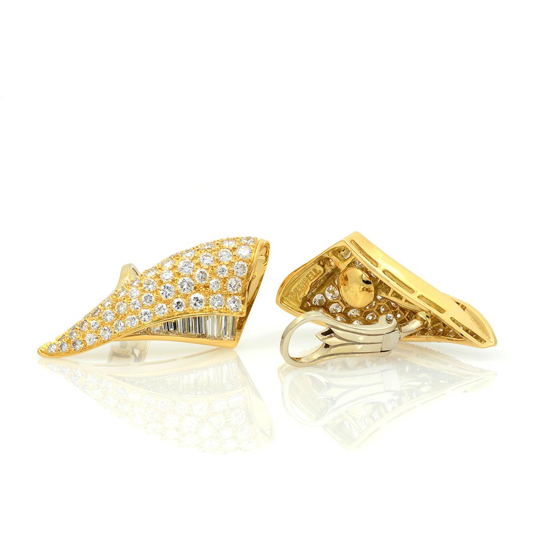 Women's Charles Krypell 18k Yellow Gold Diamond Clip Earrings