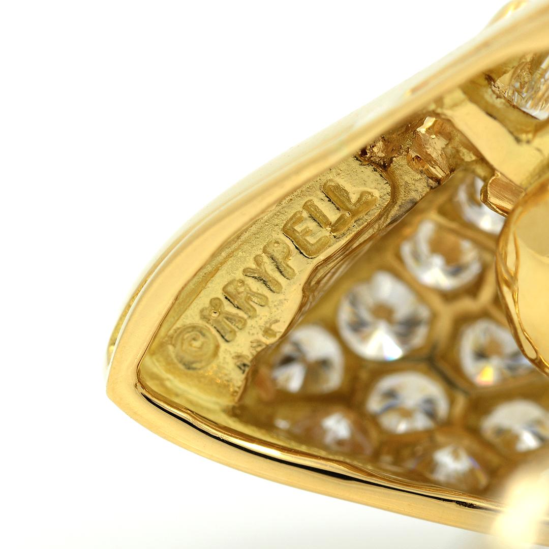 Charles Krypell 18k Yellow Gold Diamond Clip Earrings 1