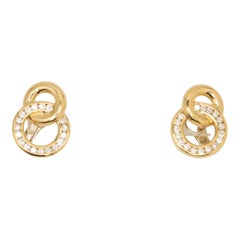 Charles Krypell 18k Yellow Gold Double Circle Diamond Earrings