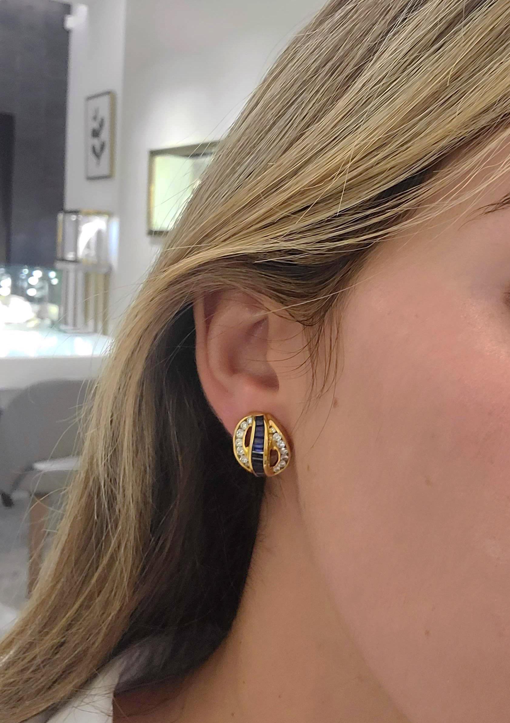 Charles Krypell Jewelry is a New York Based fine jewelry brand that became internationally known for its exquisite use of color, novel designs, and outstanding craftsmanship. 
These earrings are set with round brilliant diamonds and invisibly set