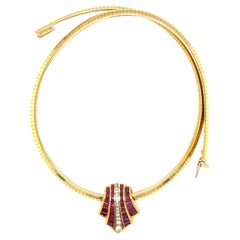 Charles Krypell in oro giallo 18kt, 2,51ct. Collana con ciondolo in rubino .43ct e diamanti