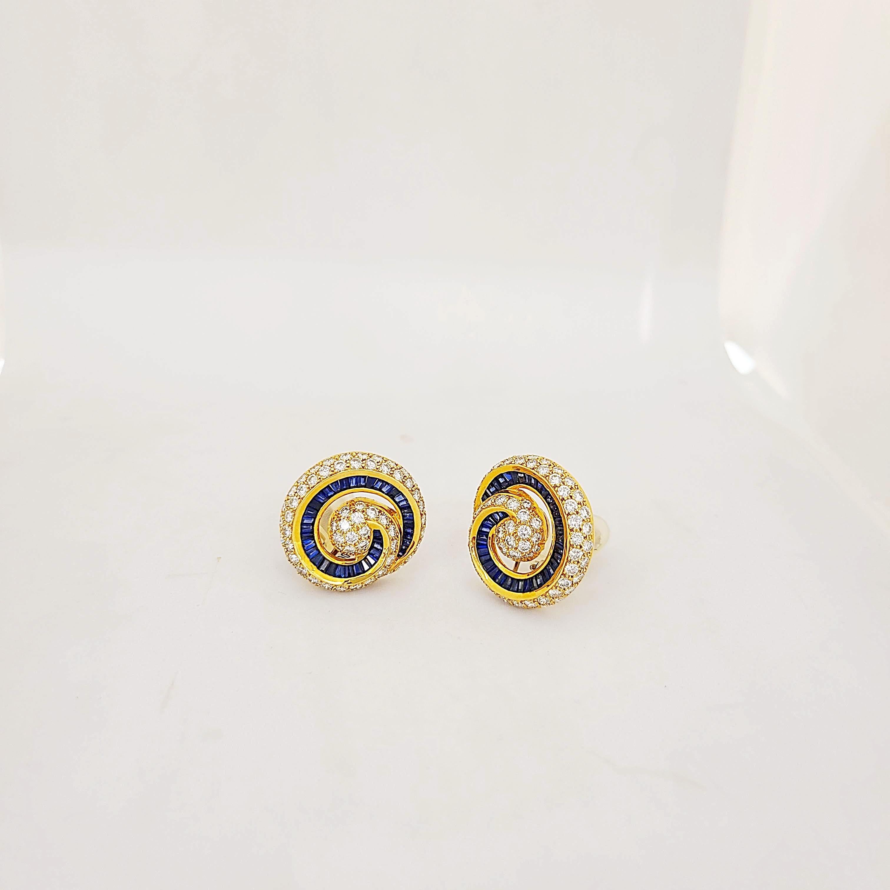 Charles Krypell Jewelry is a New York Based fine jewelry brand that became internationally known for its exquisite use of color, novel designs, and outstanding craftsmanship. 
Set in 18 Karat Yellow Gold, these earrings are composed of 5.60Cts. of