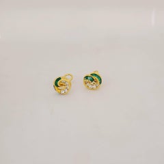 Charles Krypell 18KT Yellow Gold Earrings with 1.01Ct. Emeralds & .68Ct Diamonds