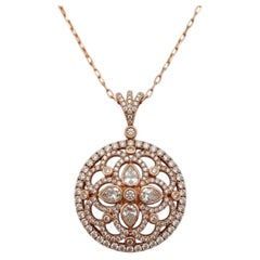 Charles Krypell 2 Carat Diamond Rose Gold Amulet Pendant Necklace