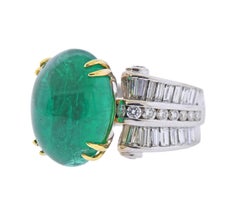 Charles Krypell 20 Carat Emerald Diamond Gold Ring