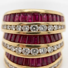 Charles Krypell 3.5 Carat Ruby Diamond 18k Yellow Gold Cocktail Ring