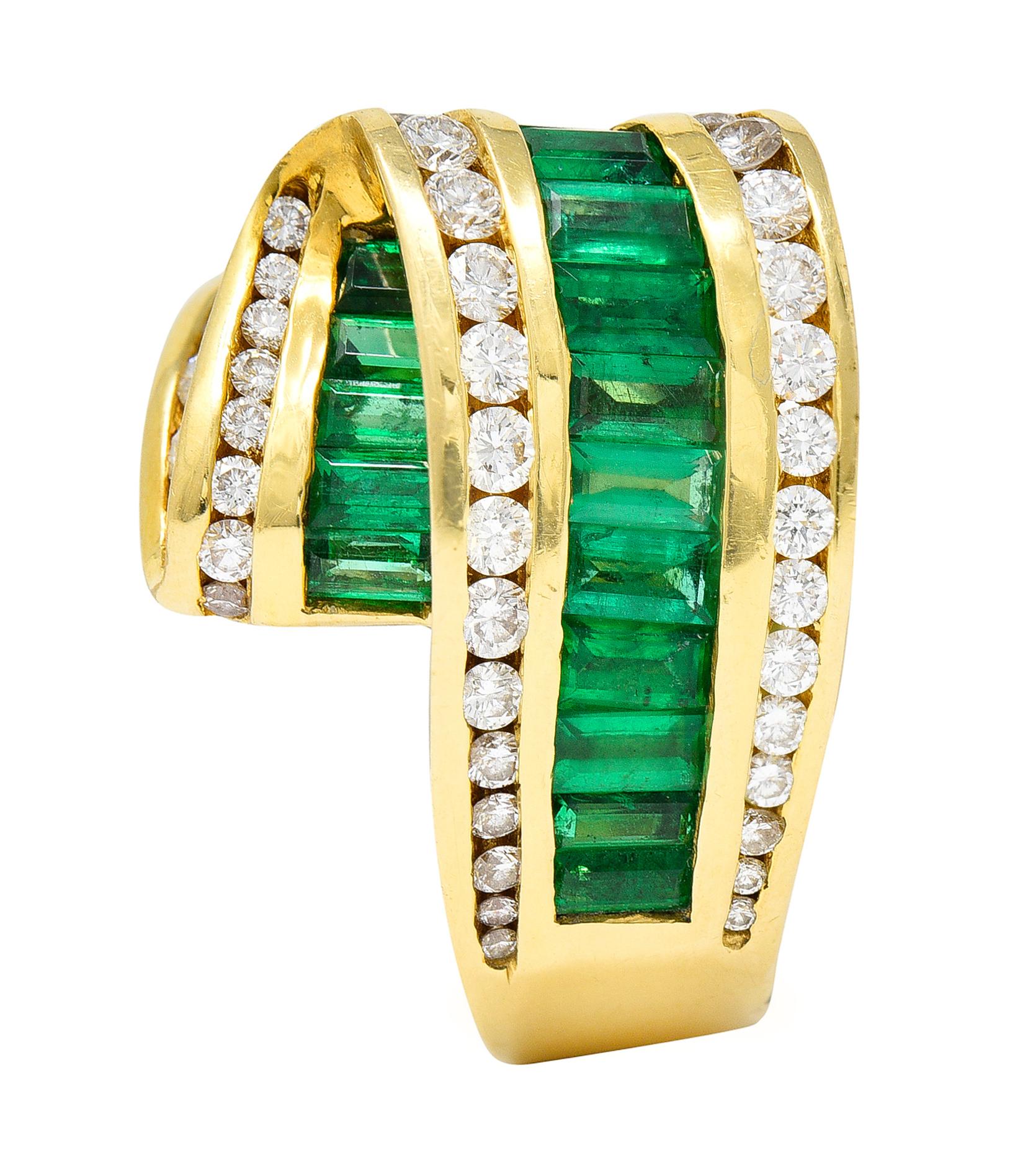 Charles Krypell Bandring, 4,00 Karat Smaragd Diamant 18 Karat Gold 4