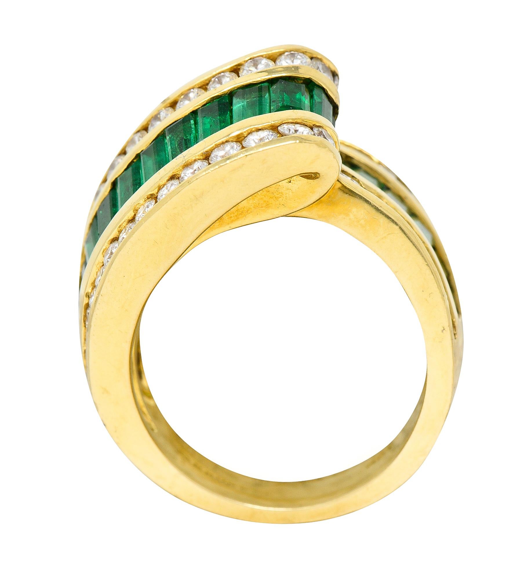 Charles Krypell Bandring, 4,00 Karat Smaragd Diamant 18 Karat Gold 5