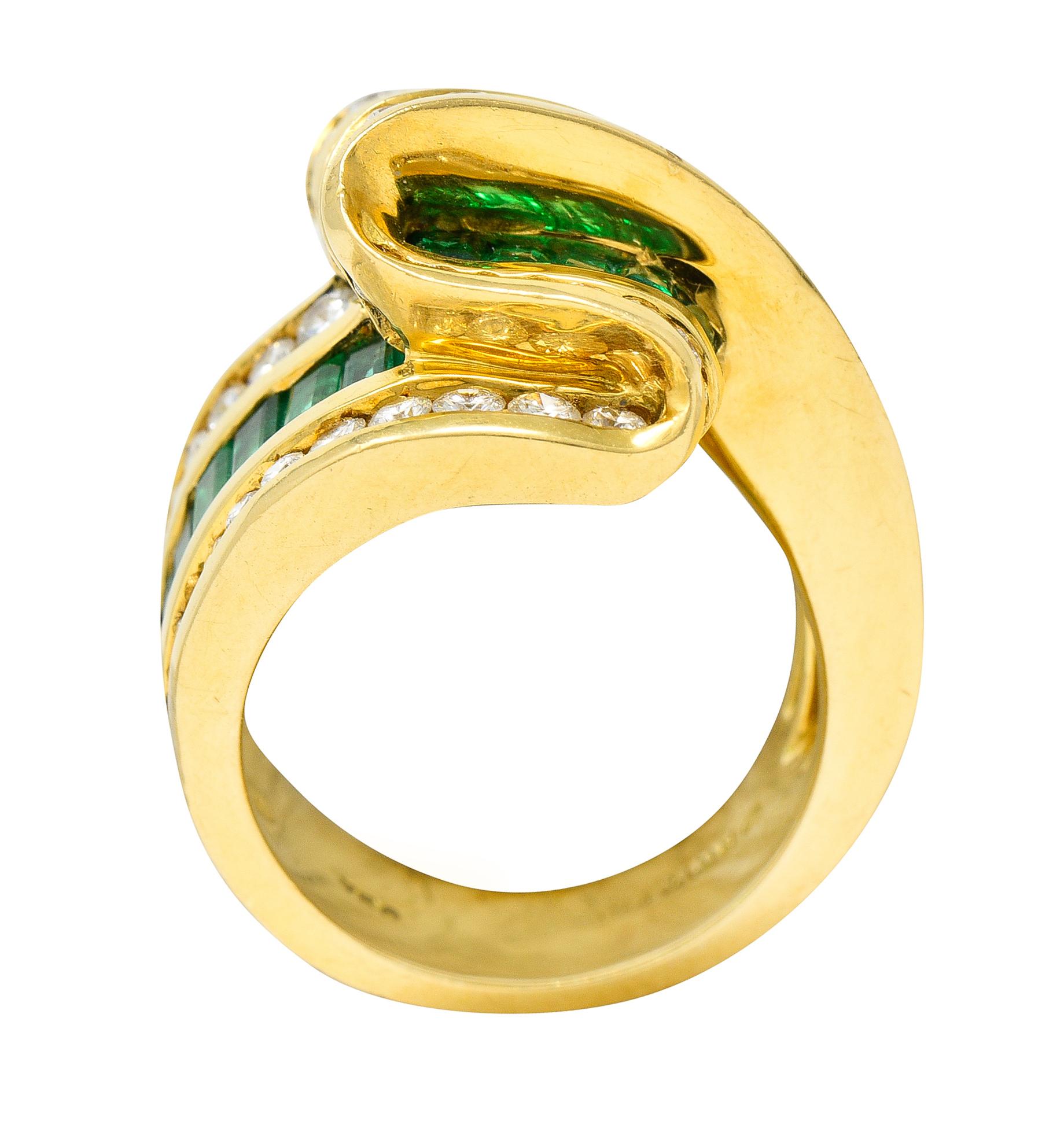 Charles Krypell Bandring, 4,00 Karat Smaragd Diamant 18 Karat Gold 6