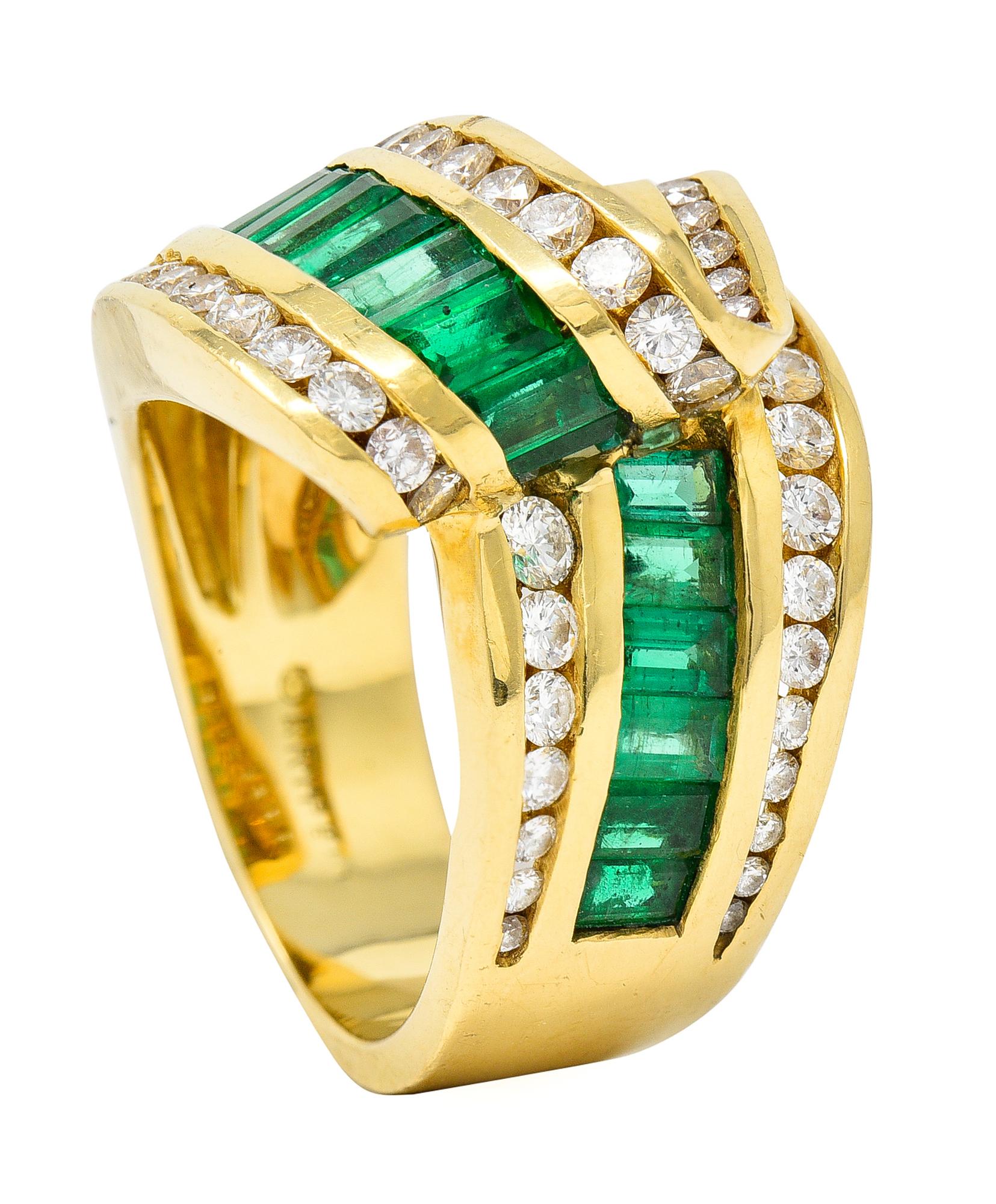 Charles Krypell Bandring, 4,00 Karat Smaragd Diamant 18 Karat Gold 7