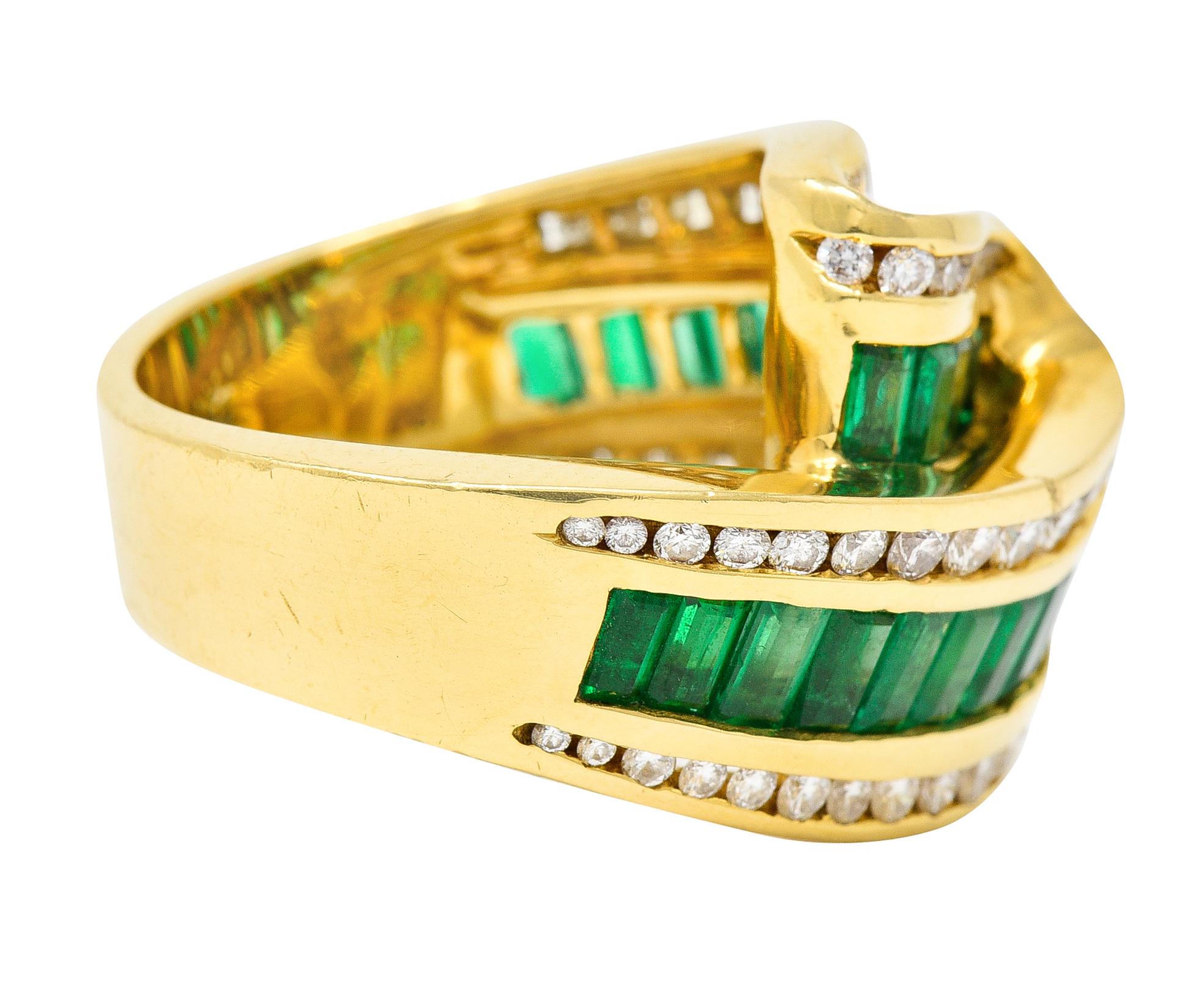 Charles Krypell Bandring, 4,00 Karat Smaragd Diamant 18 Karat Gold (Zeitgenössisch)