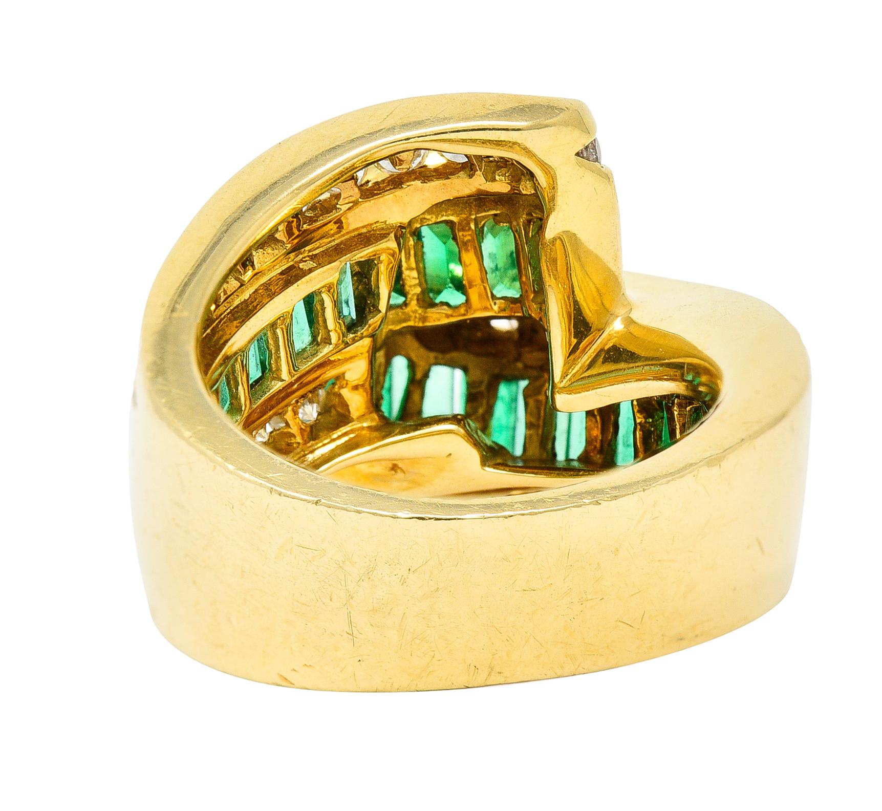 Charles Krypell Bandring, 4,00 Karat Smaragd Diamant 18 Karat Gold (Brillantschliff)