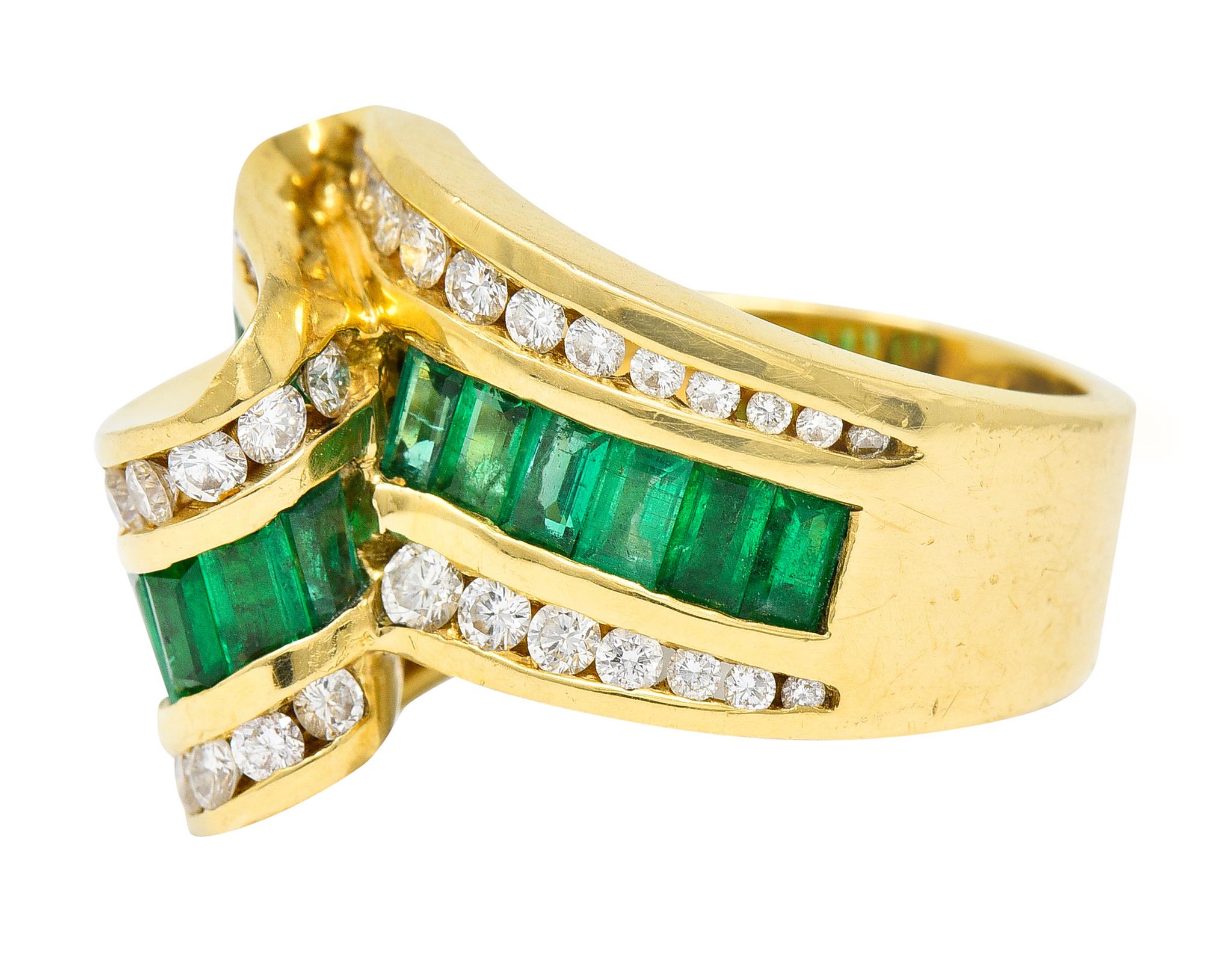 Charles Krypell Bandring, 4,00 Karat Smaragd Diamant 18 Karat Gold im Zustand „Hervorragend“ in Philadelphia, PA