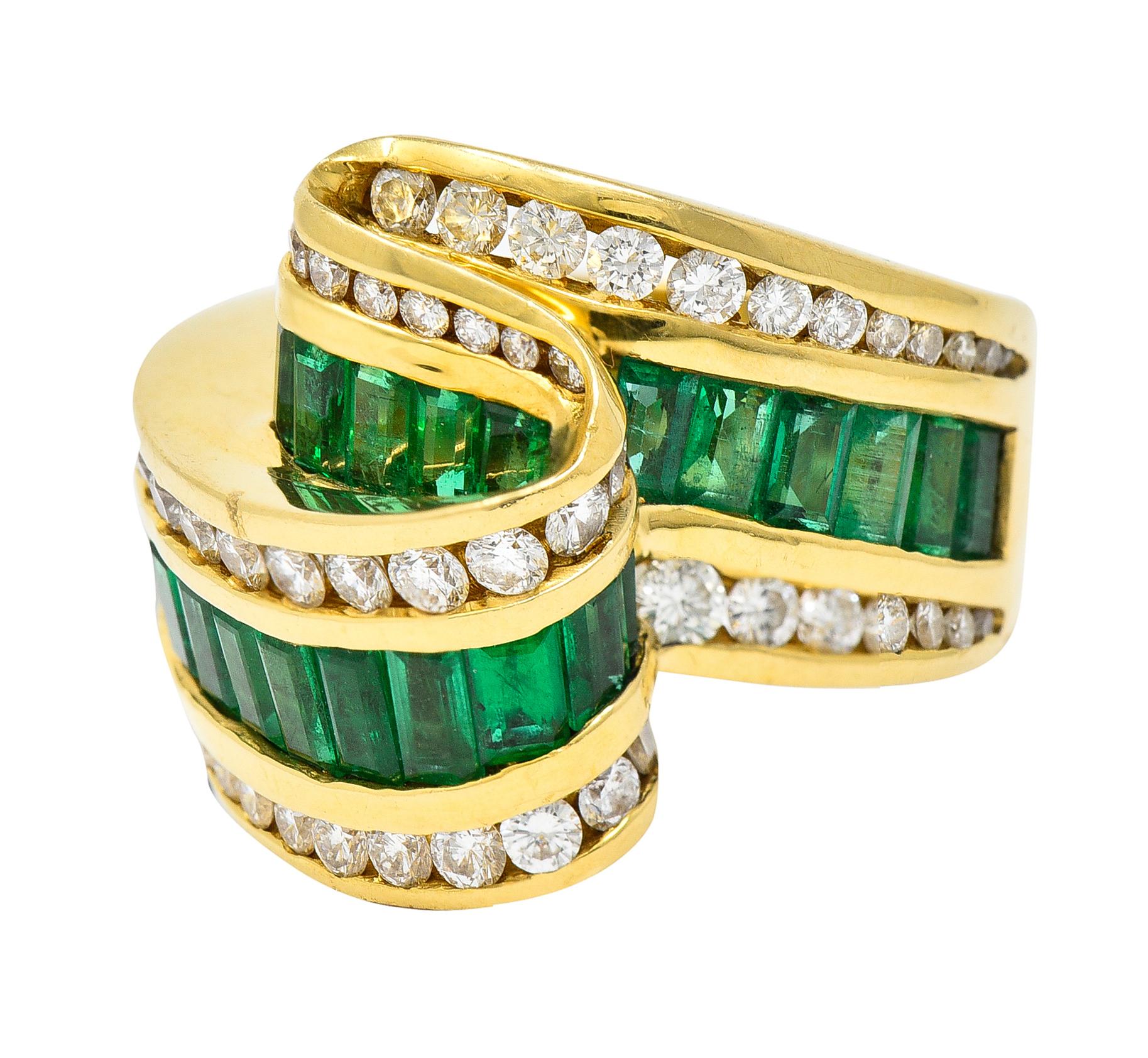 Charles Krypell Bandring, 4,00 Karat Smaragd Diamant 18 Karat Gold für Damen oder Herren