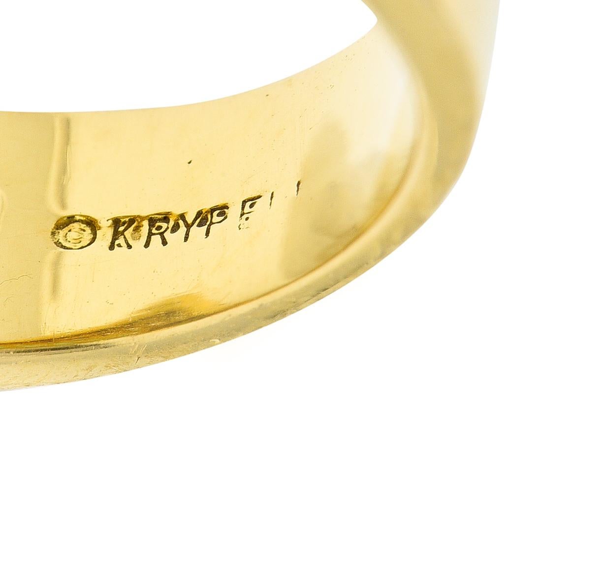 Charles Krypell Bandring, 4,00 Karat Smaragd Diamant 18 Karat Gold 1