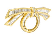 Charles Krypell 4.45 Carats Diamond 18 Karat Gold Vintage Bow Brooch