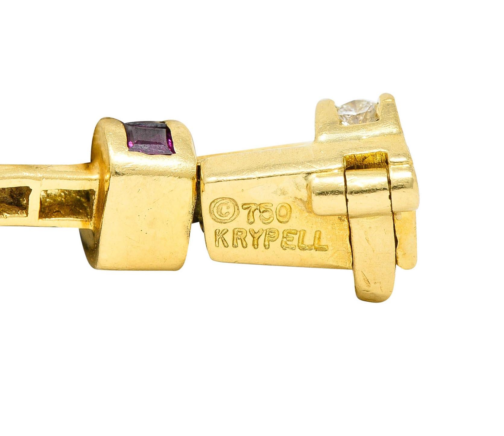 Charles Krypell 6.00 Carats Diamond Ruby 18 Karat Gold Barrel Link Bracelet 1