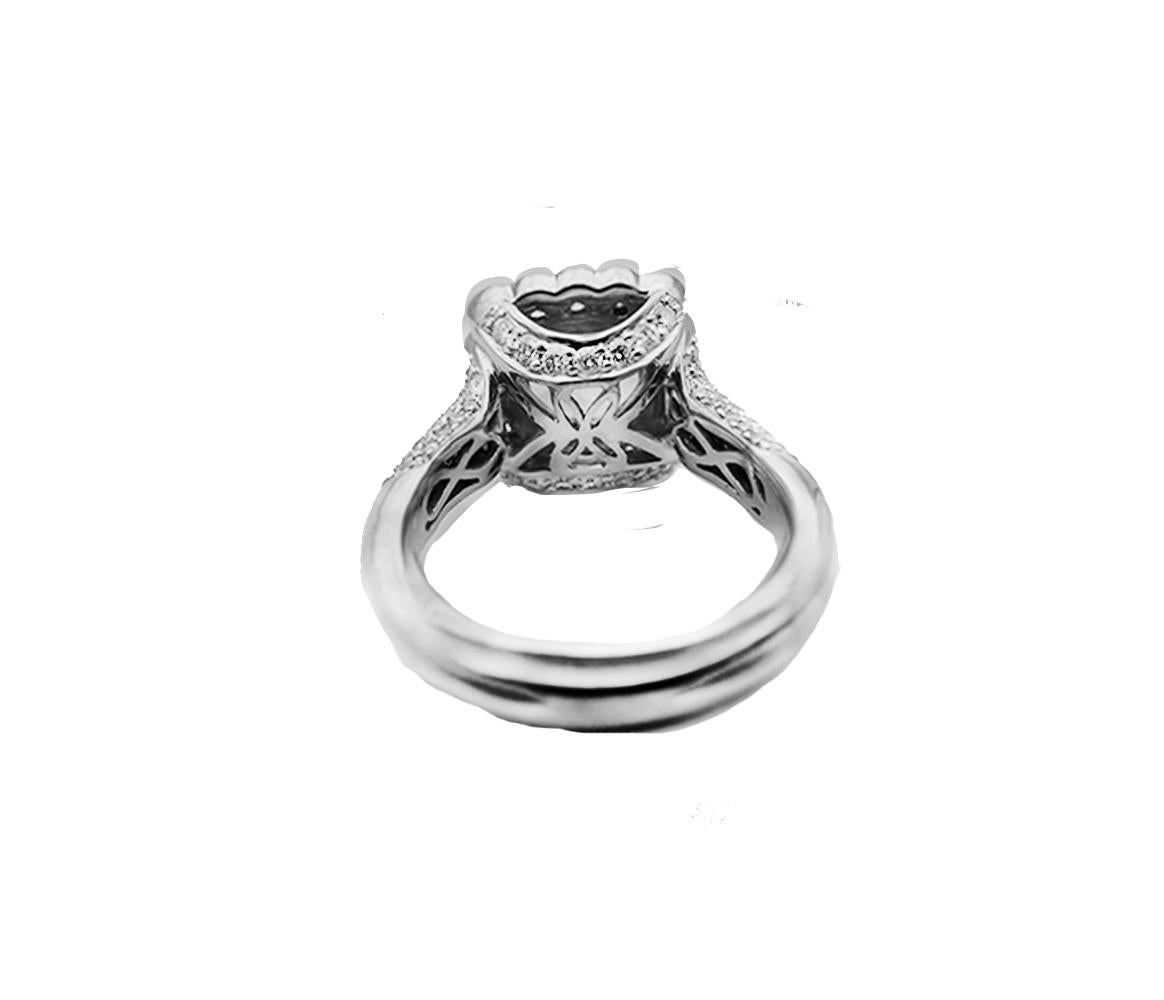 Contemporary Charles Krypell Aquamarine and Diamond Halo Ring 18 Karat 4.05 Carat