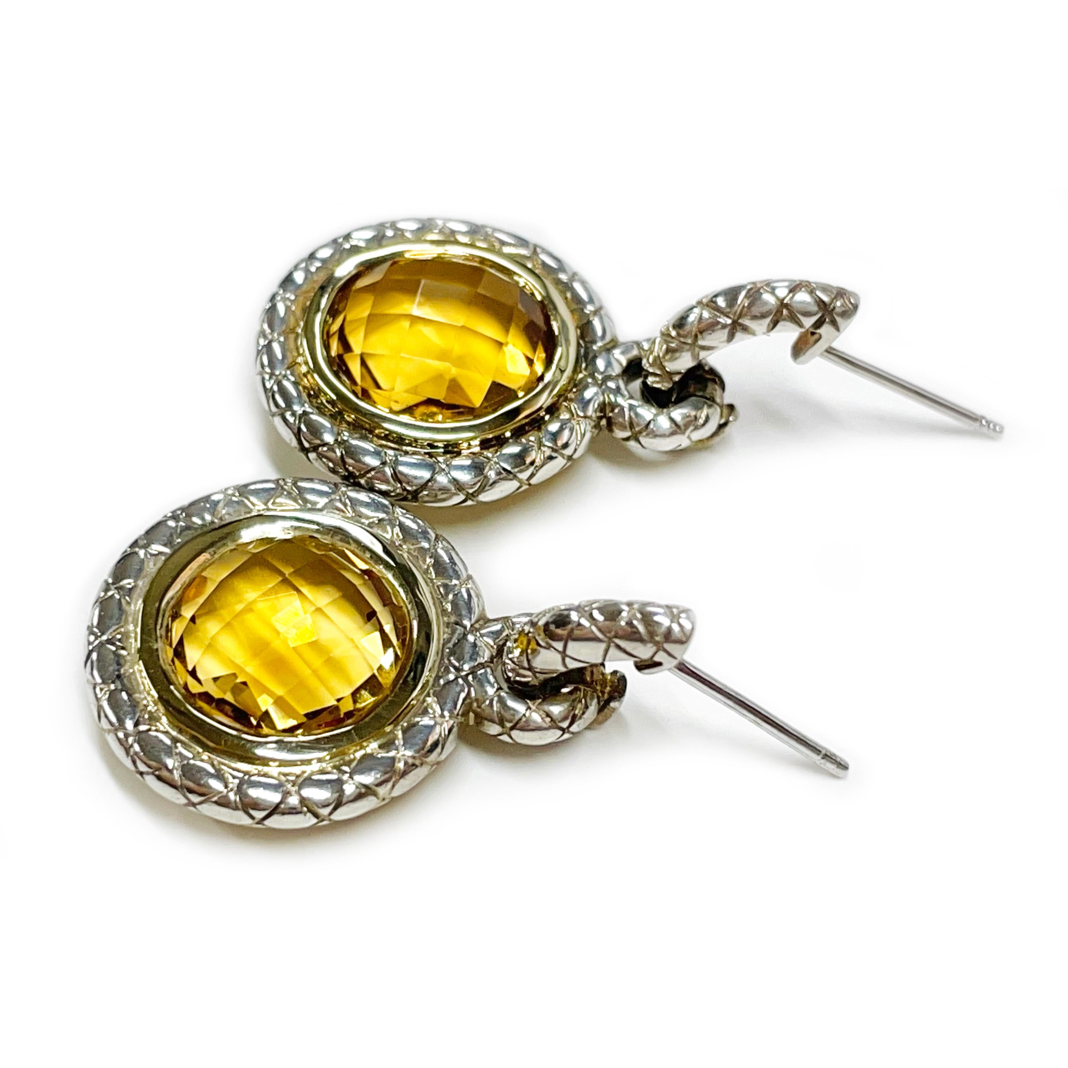 Taille ronde Charles Krypell Boucles d'oreilles en citrine, 11,96 carats en vente