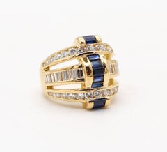 CHARLES KRYPELL Cocktail-Ring in 18Kt Gold mit 3,15 Cwt in Diamanten & Saphiren