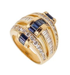 CHARLES KRYPELL Cocktail-Ring in 18Kt Gold mit 3,15 Cwt in Diamanten & Saphiren