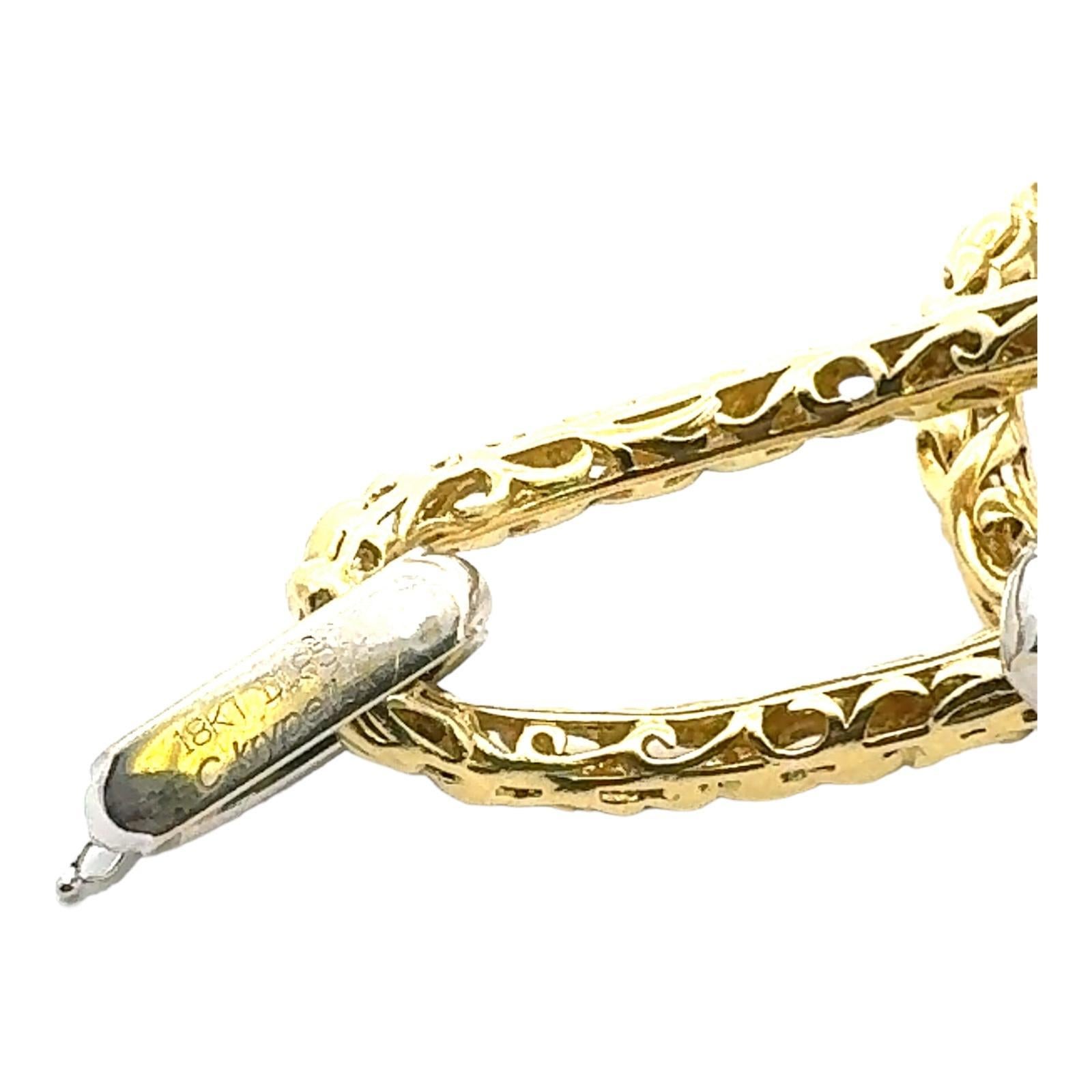 Women's Charles Krypell Diamond 18 Karat Yellow & White Gold Link Bracelet