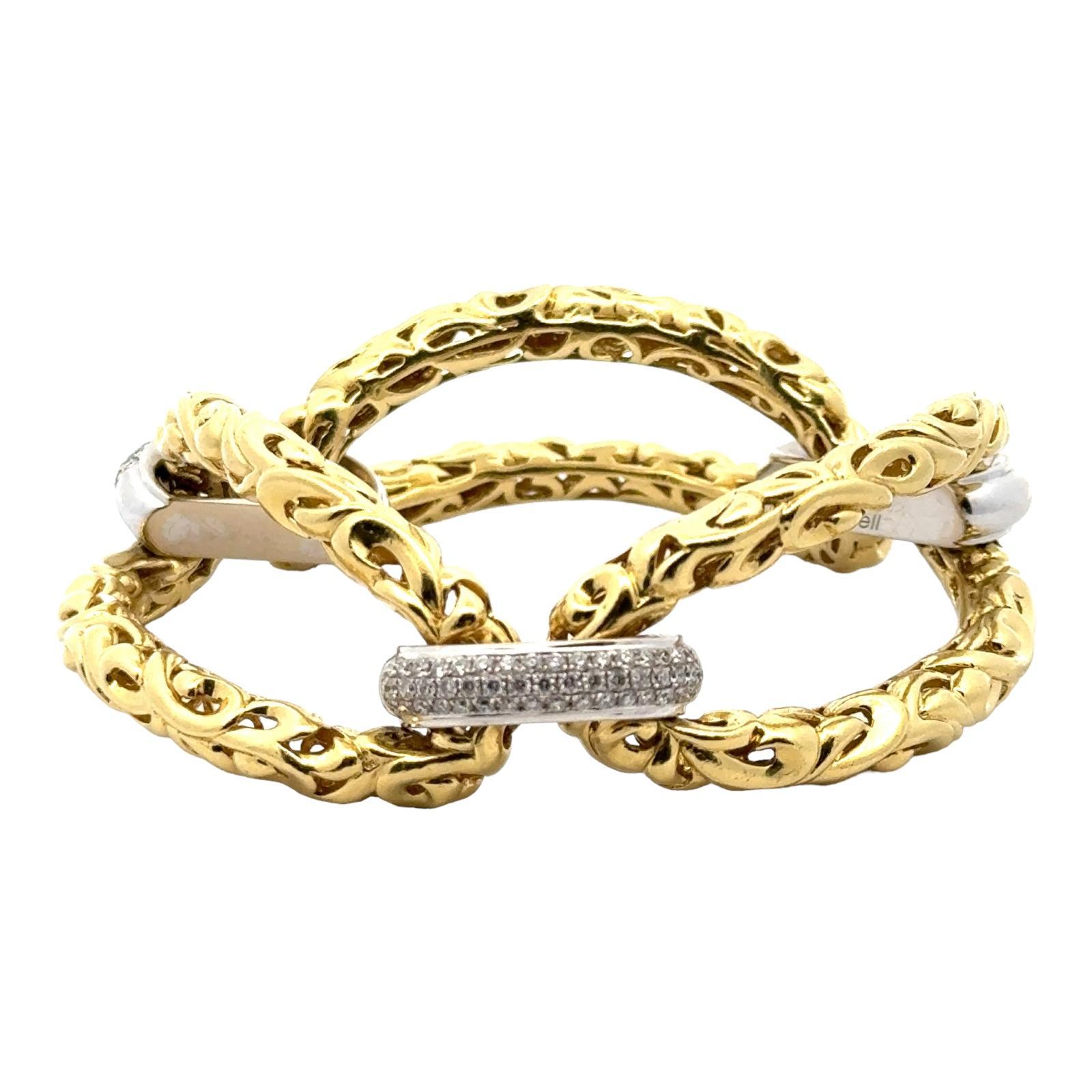 Charles Krypell Diamond 18 Karat Yellow & White Gold Link Bracelet 1