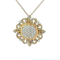 Charles Krypell Diamond 18K Gold Large Pendant Necklace