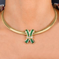 Charles Krypell Diamond Emerald 18K Yellow Gold Pendant Enhancer