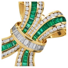 Charles Krypell Diamond Emerald 18K Yellow Gold Pendant Enhancer