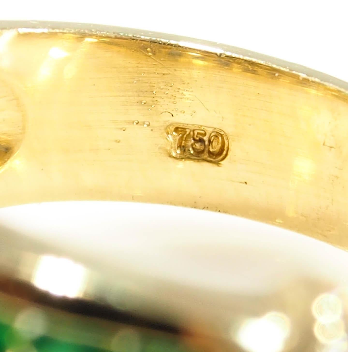 Women's or Men's Charles Krypell Diamond Emerald Sapphire Ring Yellow Gold 18 Karat