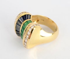 Charles Krypell Diamant-:: Saphir- und Smaragdring