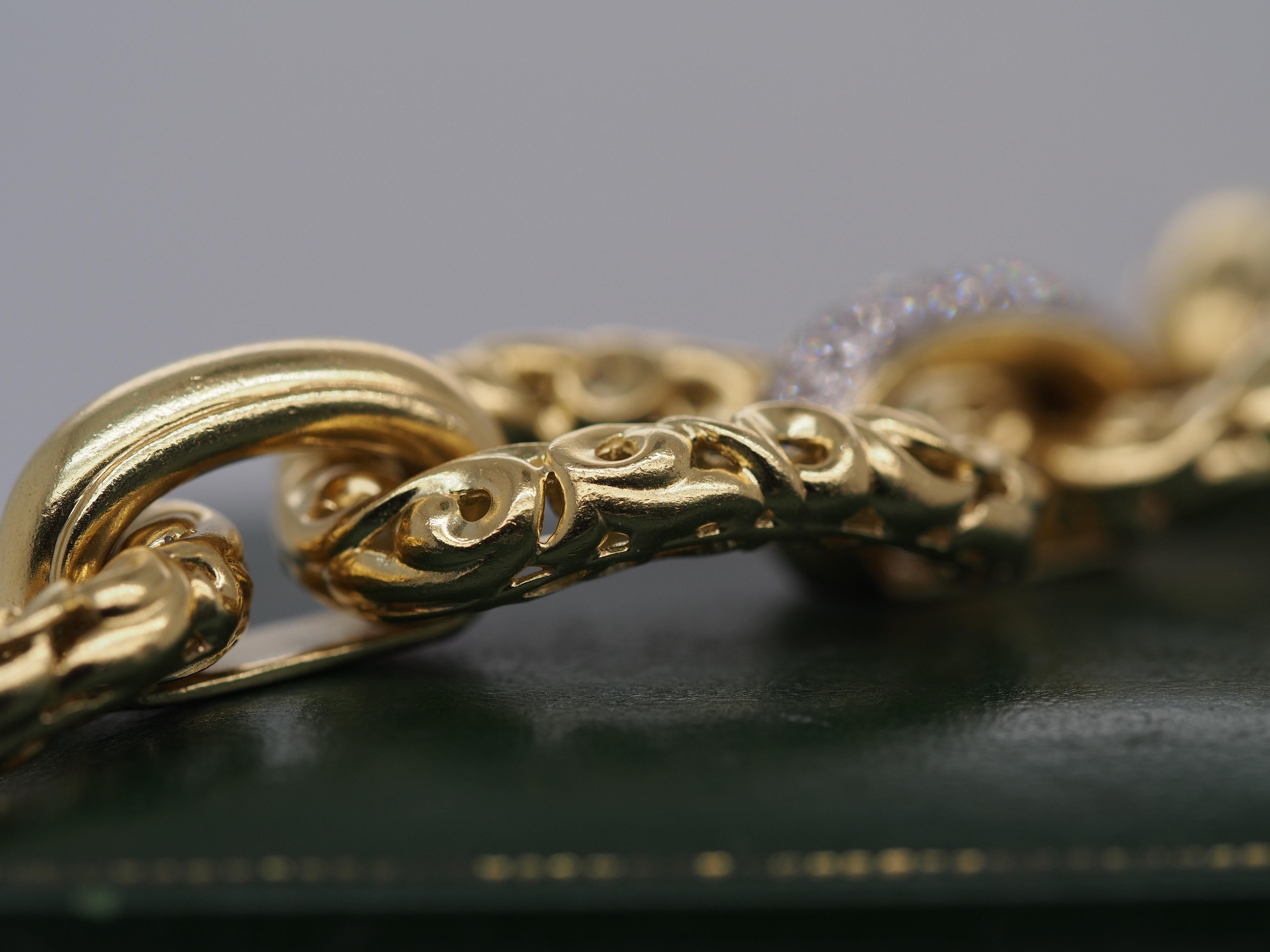 Charles Krypell Heavy 18k Yellow Gold and Diamond Link Bracelet 2