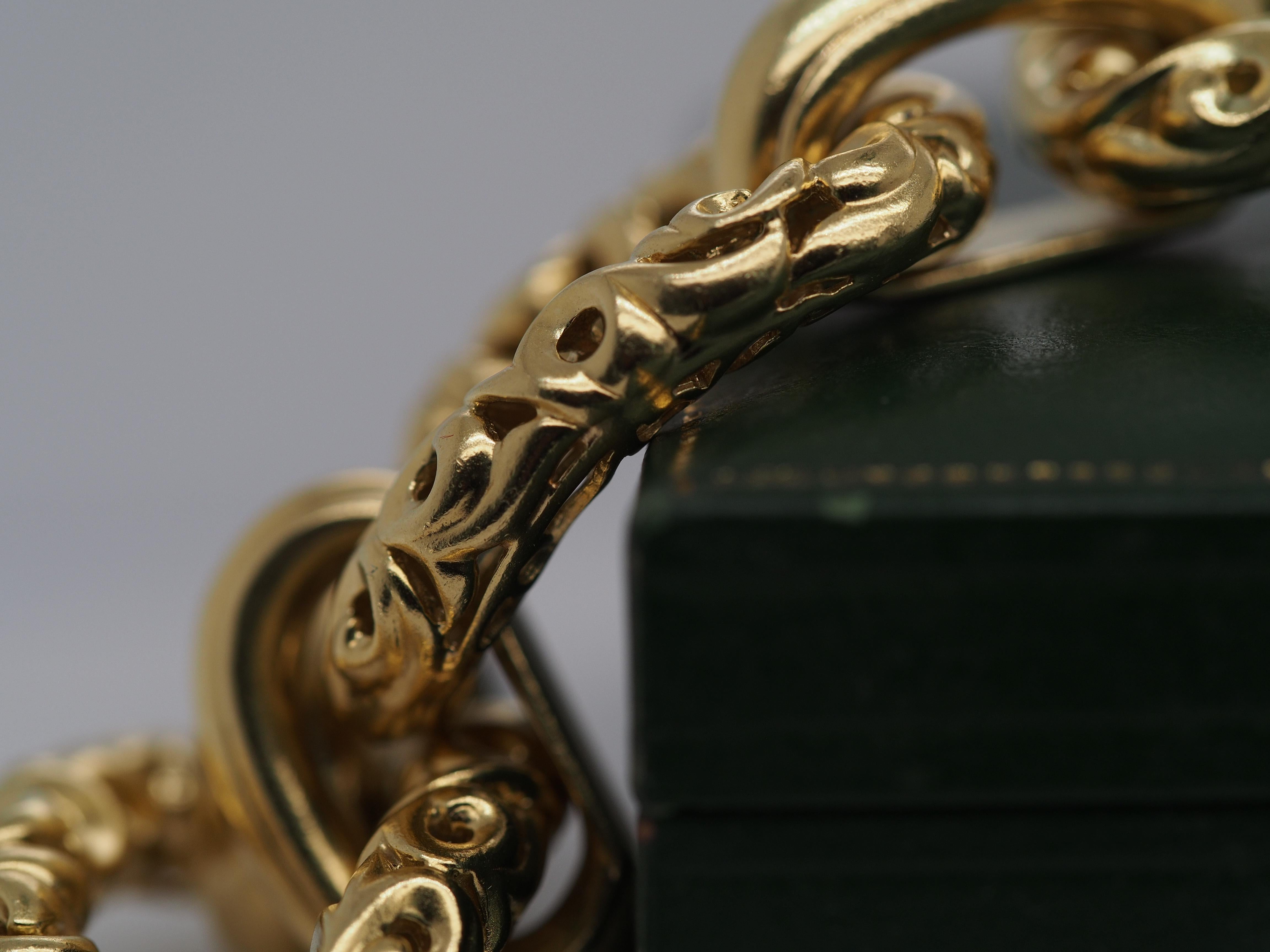 Charles Krypell Heavy 18k Yellow Gold and Diamond Link Bracelet 4